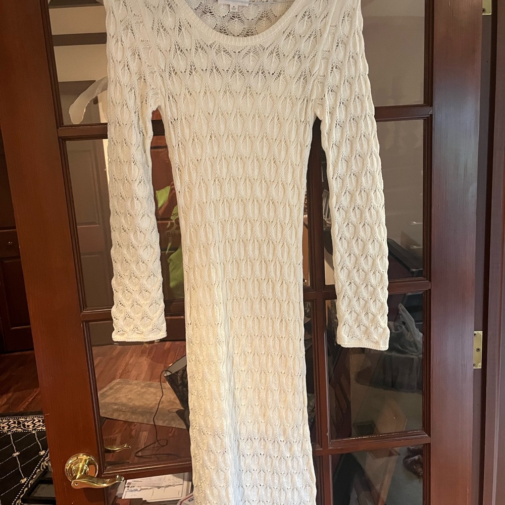Cream knit dress.  Very flattering